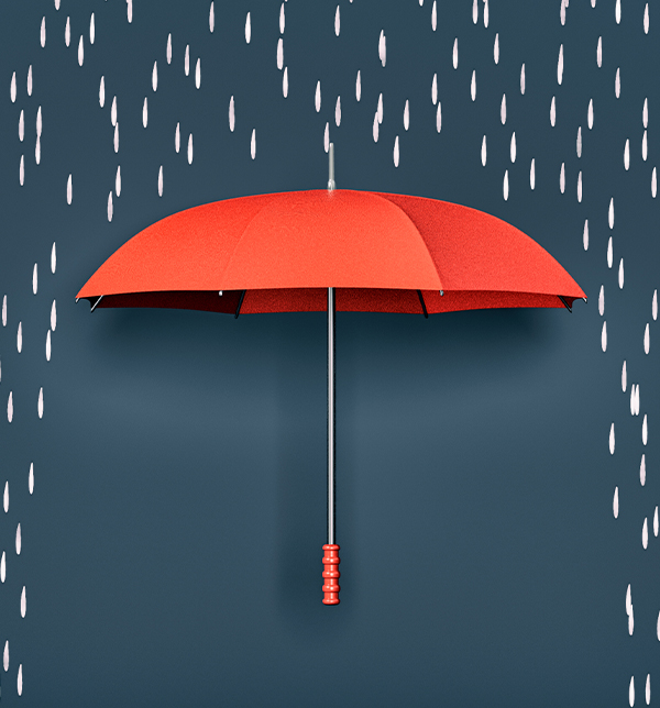 Parapluie rouge protégeant de la pluie